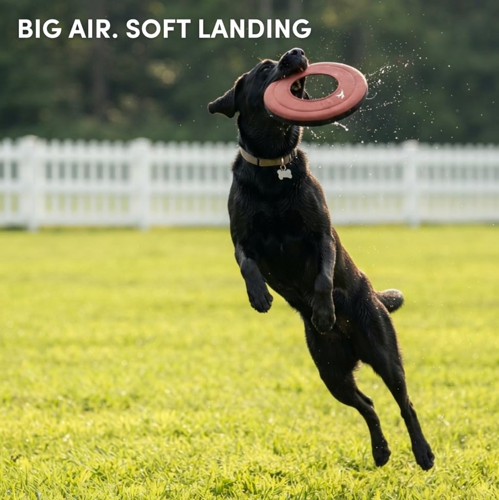 OllyDog Mini Super Flyer, Dog Flying Disc – Floating Fetch Toy, Soft on Teeth, Eco-Friendly Recycled Material, Lightweight, for Small & Medium Dogs (Desert, 9")