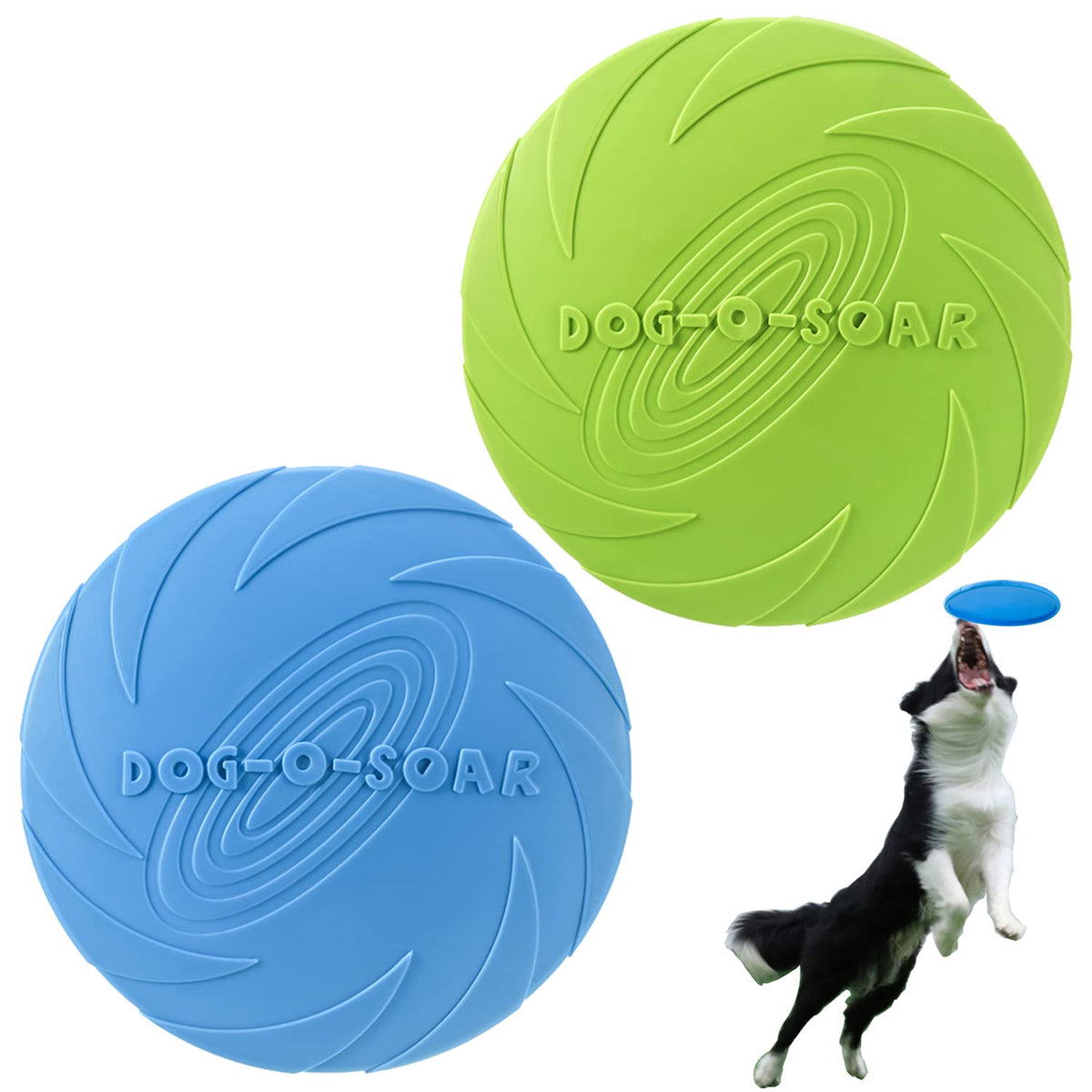 XIGOU Dog Flying Disc (2 Pack) - Durable Rubber Flying Disc Dog Toy - 9.25" Indestructible Rubber Dog Fetch Toy - Puncture Resistant & Bite Resistant Extremely - for Medium Large Dogs