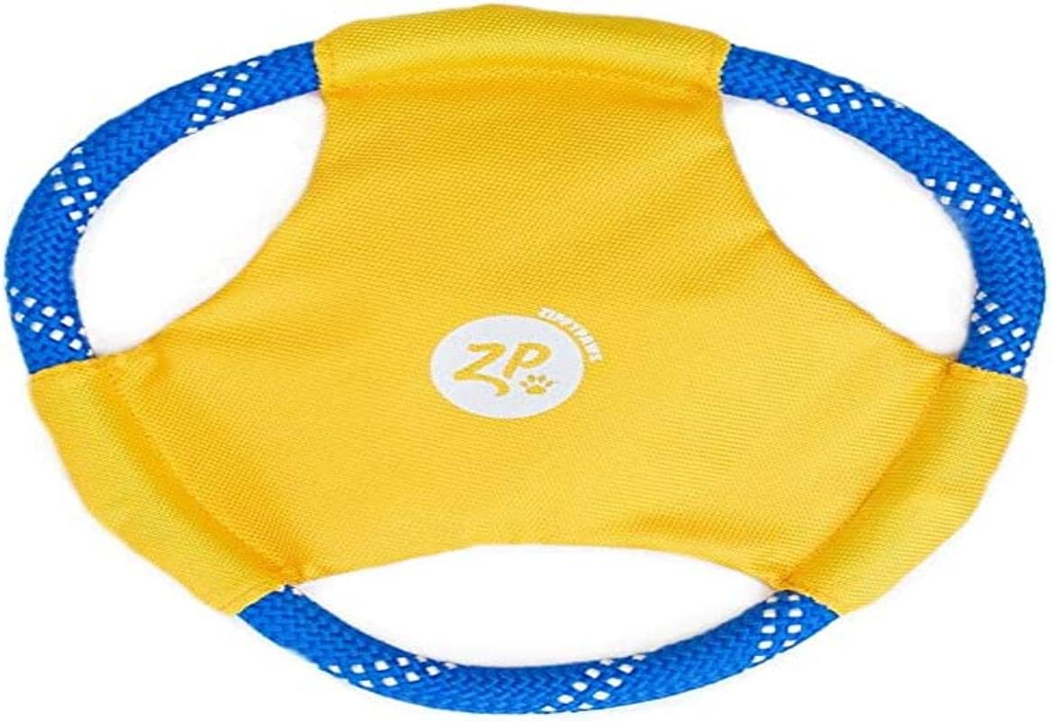 ZippyPaws Rope Gliderz - Durable Outdoor Dog Frisbee Toy, Soft Pet Flying Disc for Beach & Pool, Interactive Frisbee for Fetching, Made of Tough Mountain Climbing Rope - Yellow