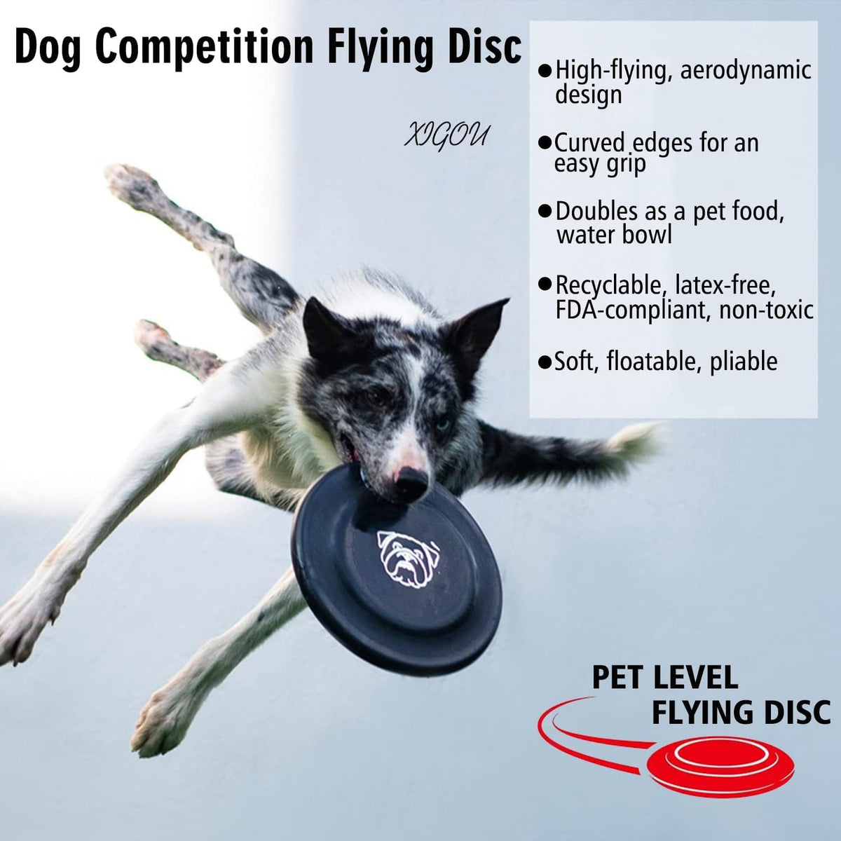 XIGOU Dog Flying Disc, 3 Pcs Competition Dog Flyer Toy, Soft Indestructible Rubber Lightweight Flying Discs Toy for Dogs - Floats On Water, Gentle On Teeth and Gums