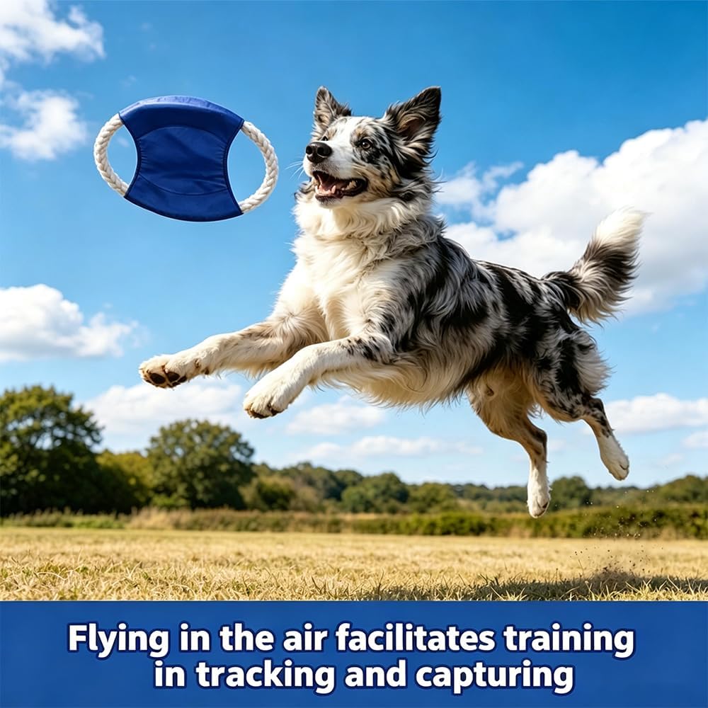 5 Pack Canvas Dog Flying Disc, 7.5in Floating Teeth Safe Fetch Toy for Medium Large Dogs