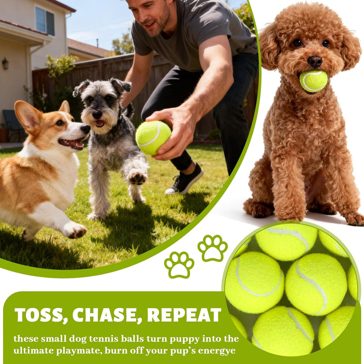 20 Pack Tennis Balls for Dogs, 2 Inch Dog Toys Balls with Mesh Bag