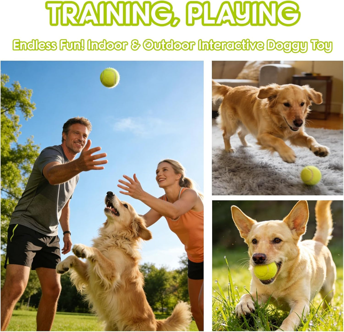 12 Pcs Squeaky Tennis Balls for Dogs - 2.58" Interactive Doggy Toys - Mini Safe, Durable for Small Medium Large Dogs Training Playing, with 1 Reusable Carry Bag