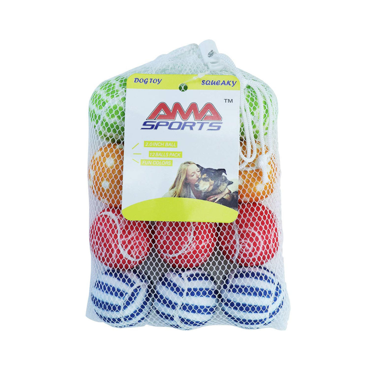 AMA SPORT Squeaky Tennis Balls for Dogs 4 Pack 2.0" Small Tennis Balls for New Puppy Small Dog Toys for Fetch, Exercise, Outdoor Play