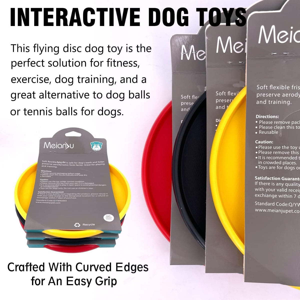 XIGOU Dog Flying Disc, 3 Pcs Competition Dog Flyer Toy, Soft Indestructible Rubber Lightweight Flying Discs Toy for Dogs - Floats On Water, Gentle On Teeth and Gums