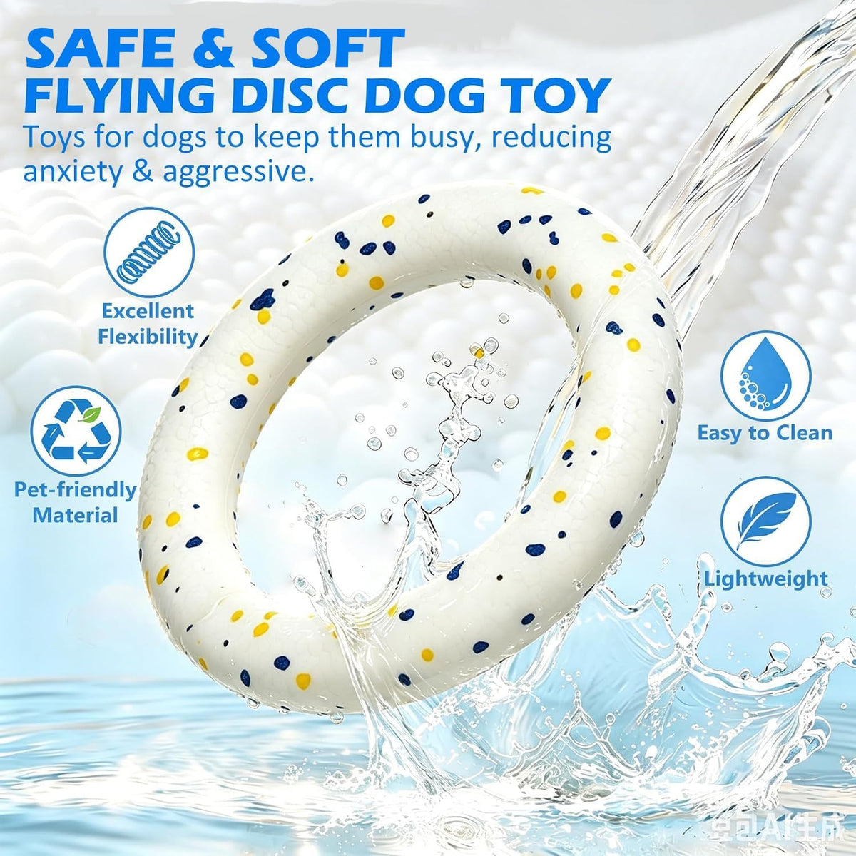 2 Pack Dog Ring Toys for Outdoor Play, Durable Soft Flying Disc for Throwing Catching Grabbing, Water Floating Dog Frisbee Fetch Toy Training Ring Tug of War for Medium Large Breeds (9.0")