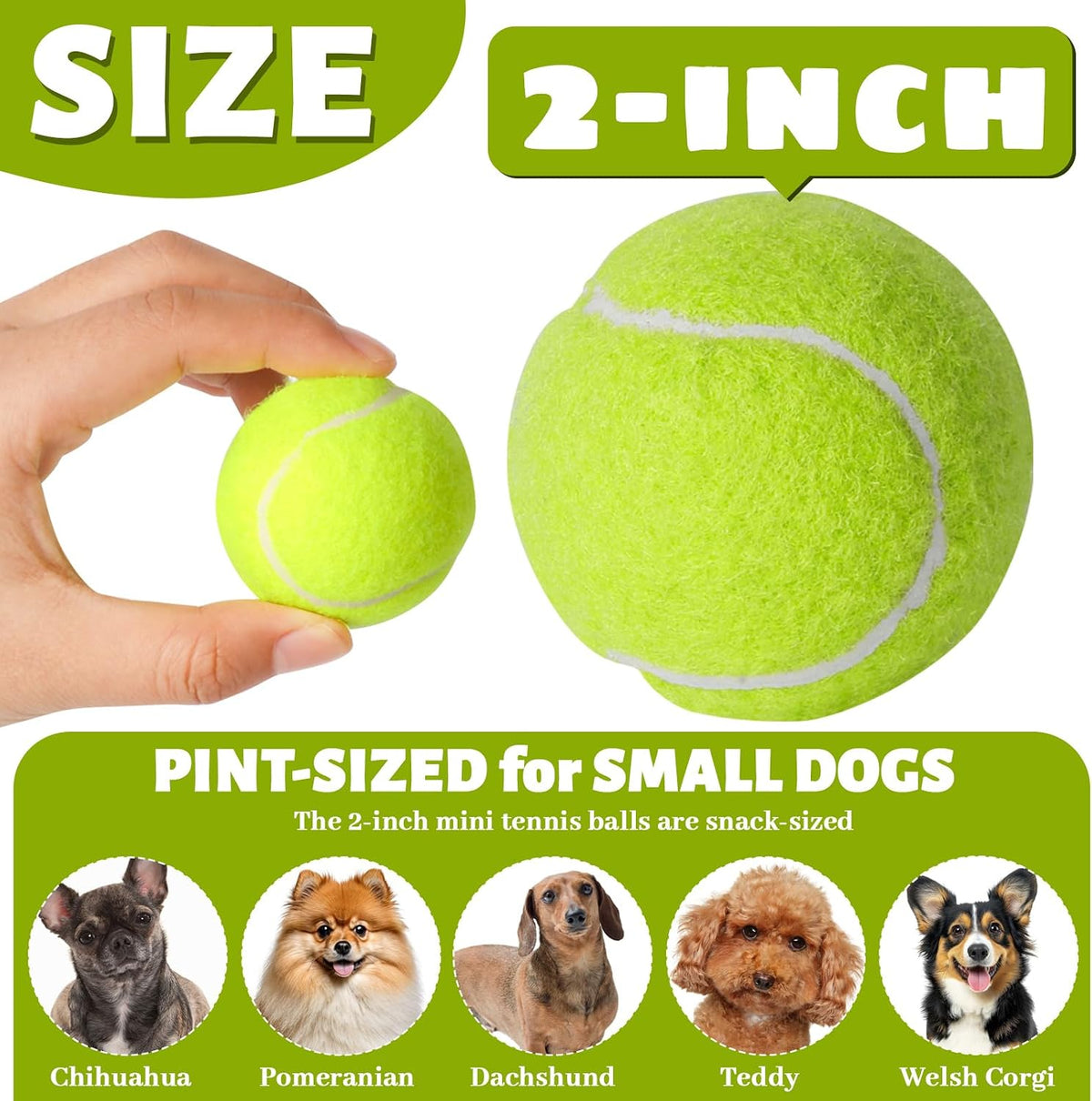 20 Pack Tennis Balls for Dogs, 2 Inch Dog Toys Balls with Mesh Bag