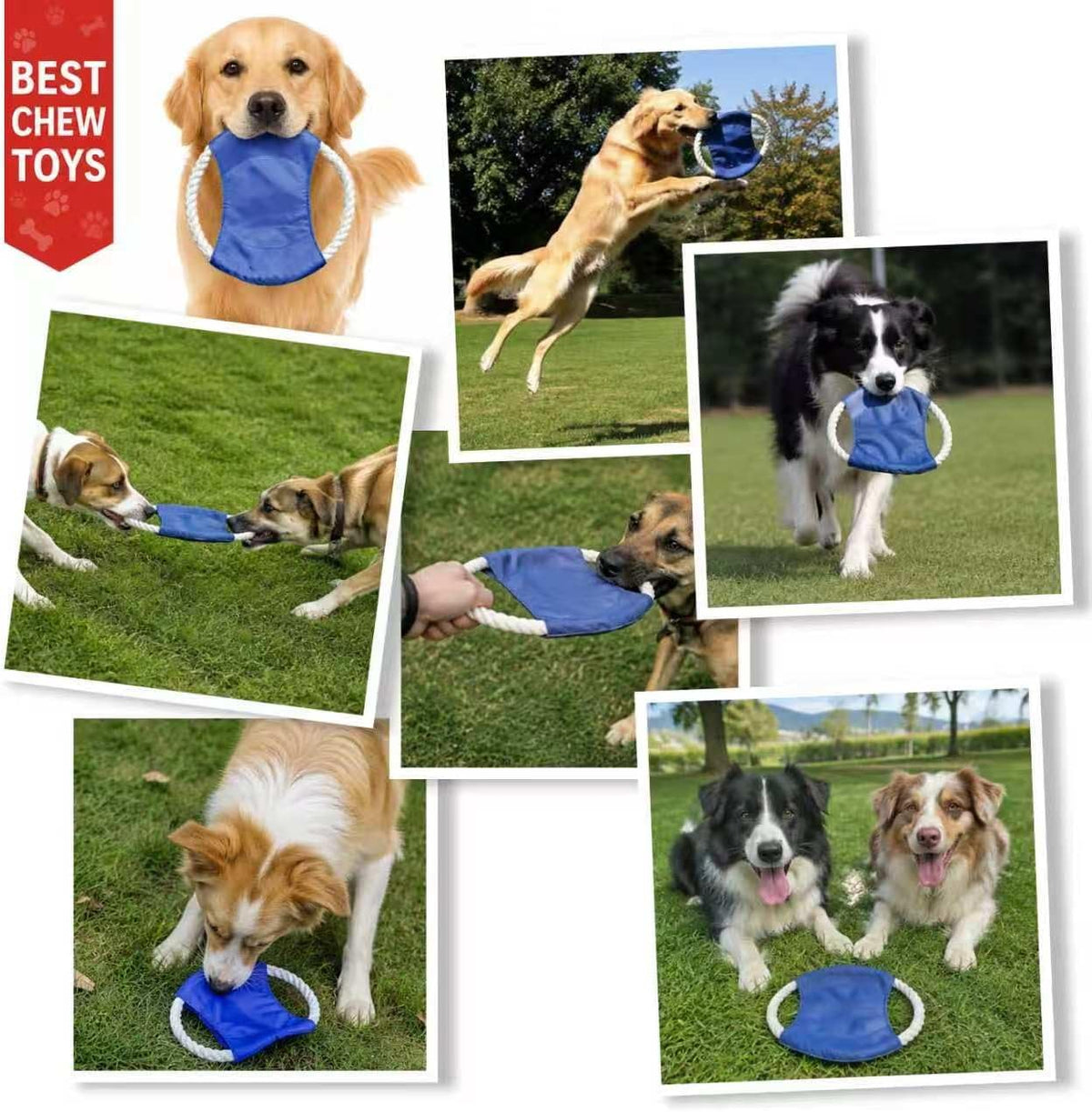 5 Pack Canvas Dog Flying Disc, 7.5in Floating Teeth Safe Fetch Toy for Medium Large Dogs