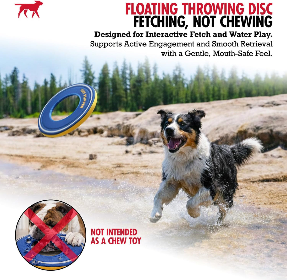 Tuff Pupper Floating Dog Frisbee Toy | Fetch Only Not a Chew Toy | Soft Foam Fetch Disc | High-Visibility Water & Snow Play | Gentle on Teeth | Lightweight Durable Outdoor Flying Toy