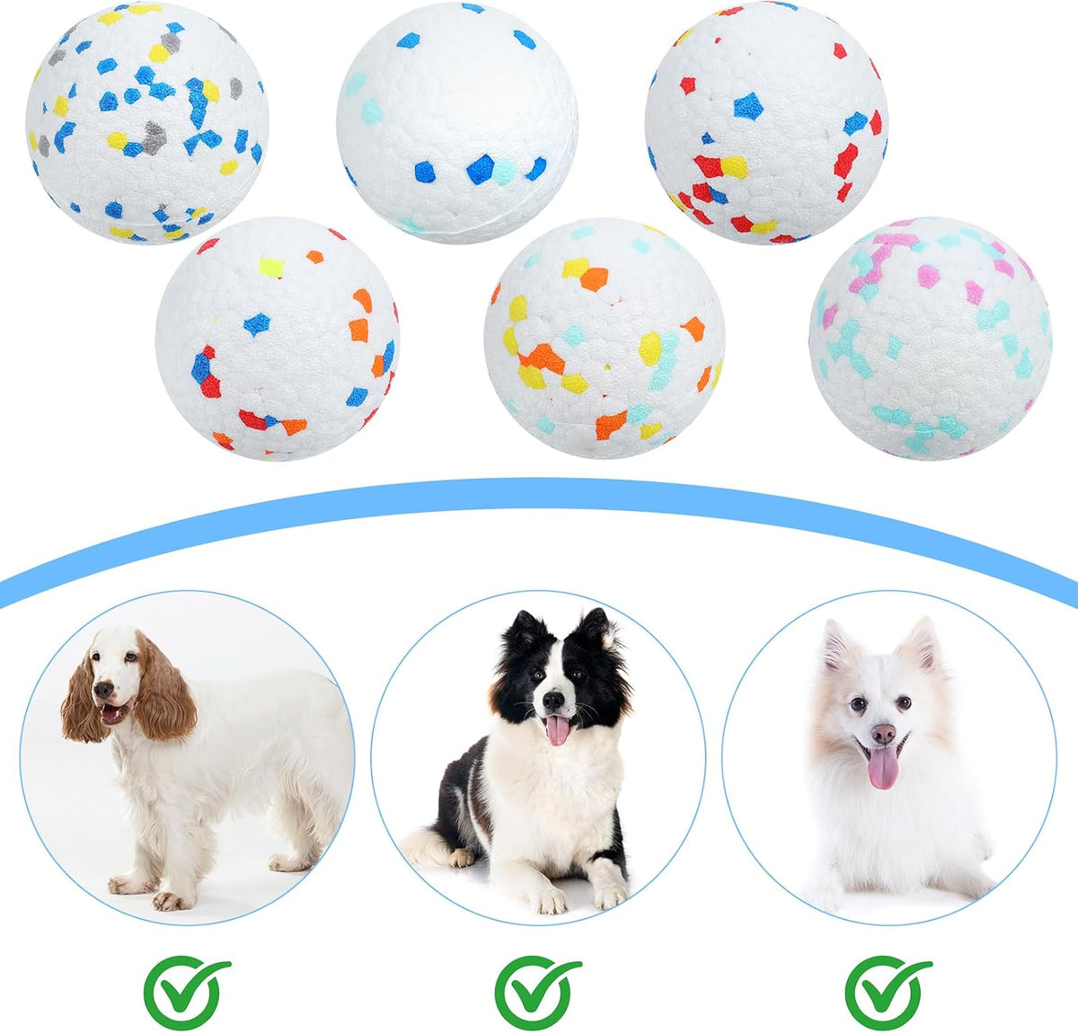 6 Packs 2.5 Inch Dog Ball, ETPU Dog Balls for Aggressive Chewers, Indestructible Bouncy Floating Tennis Balls for Large Medium Dogs, Tough Tennis Ball for Dogs Fetch Toy