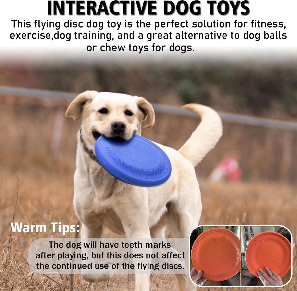XIGOU Dog Flying Disc (2 Pack) - Durable Rubber Flying Disc Dog Toy - 9.25" Indestructible Rubber Dog Fetch Toy - Puncture Resistant & Bite Resistant Extremely - for Medium Large Dogs