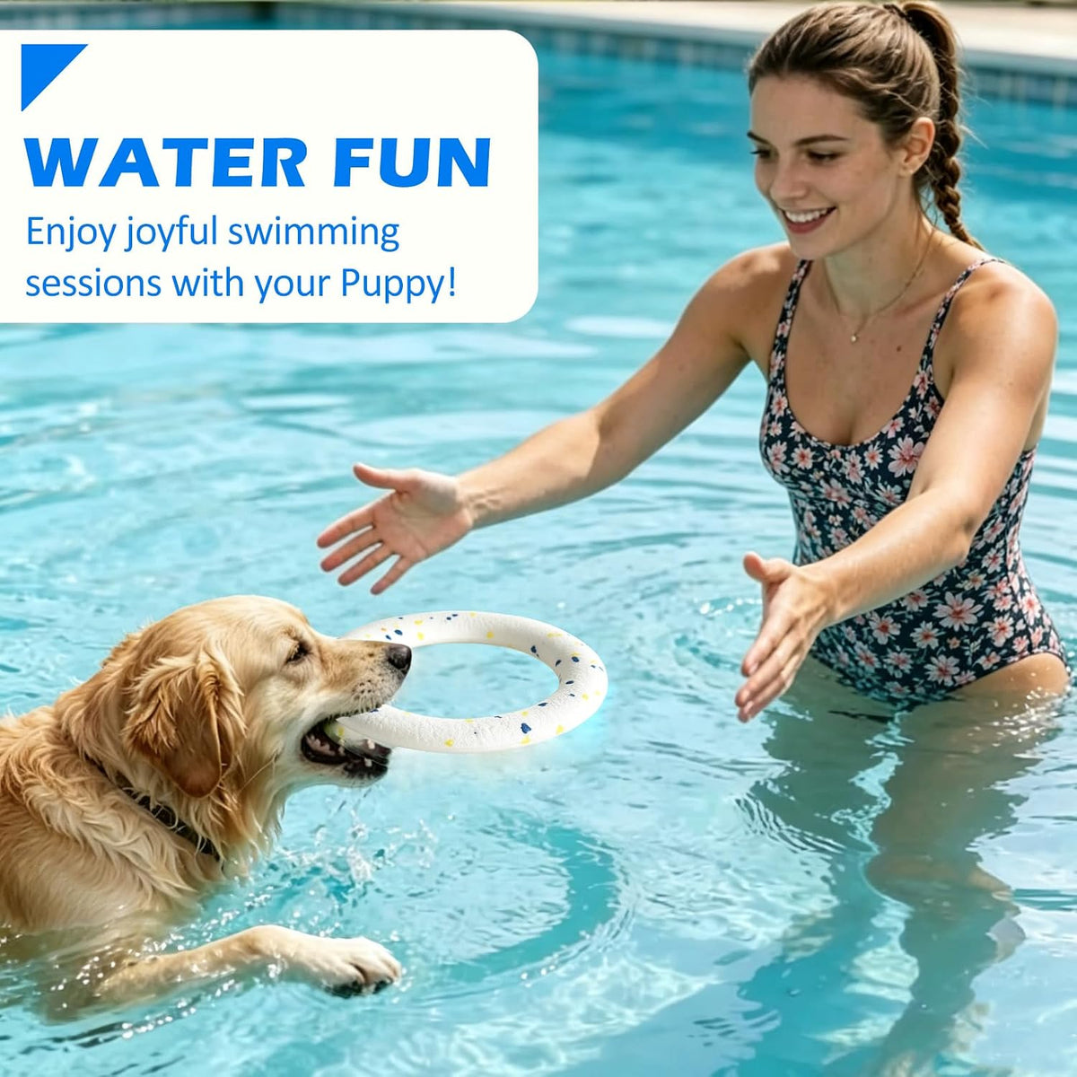 2 Pack Dog Ring Toys for Outdoor Play, Durable Soft Flying Disc for Throwing Catching Grabbing, Water Floating Dog Frisbee Fetch Toy Training Ring Tug of War for Medium Large Breeds (9.0")