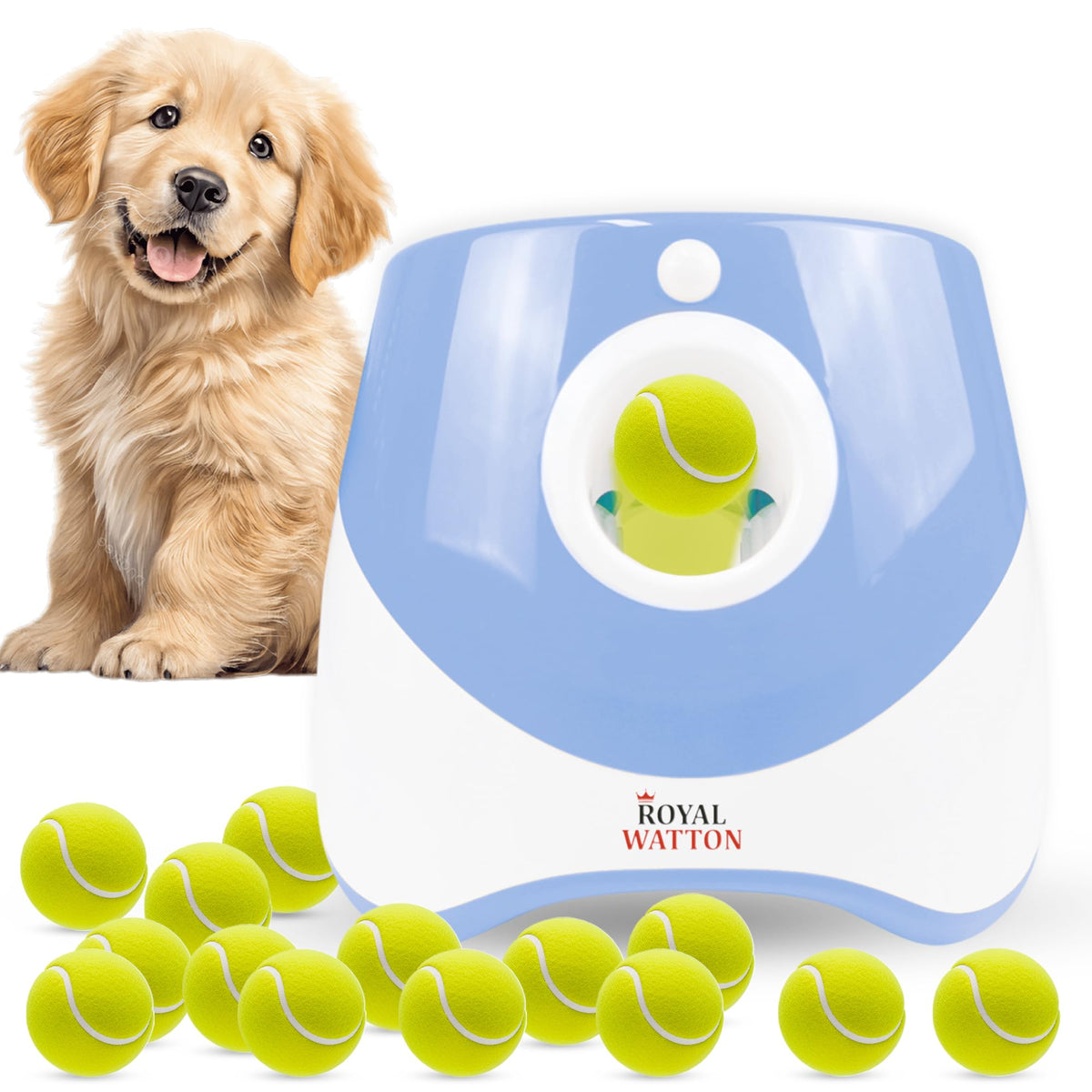 Automatic Ball Launcher for Dogs with 10 Balls (2 inch), Dog Ball Launcher with 3 Range Modes (10/20/30ft), Rechargeable Dog Balls Thrower for Small-Medium Dogs,Indoor/Outdoor Pet Fetch Machine