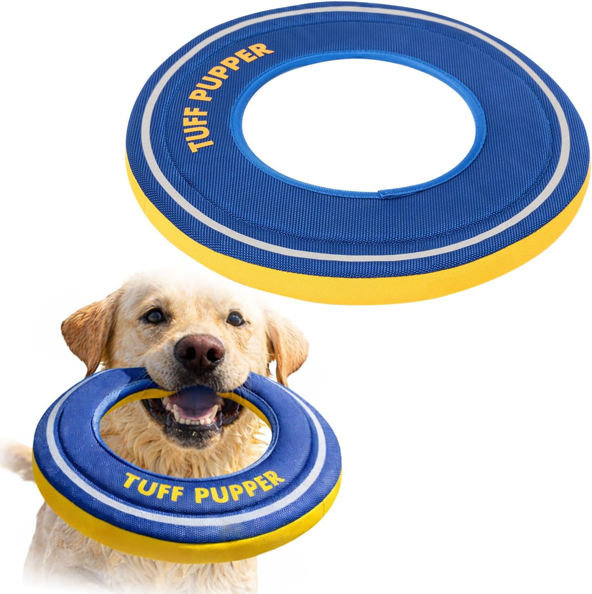 Tuff Pupper Floating Dog Frisbee Toy | Fetch Only Not a Chew Toy | Soft Foam Fetch Disc | High-Visibility Water & Snow Play | Gentle on Teeth | Lightweight Durable Outdoor Flying Toy