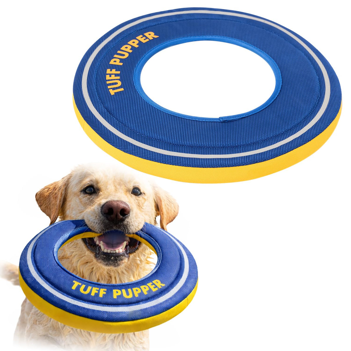 Tuff Pupper Floating Dog Frisbee Toy | Fetch Only Not a Chew Toy | Soft Foam Fetch Disc | High-Visibility Water & Snow Play | Gentle on Teeth | Lightweight Durable Outdoor Flying Toy