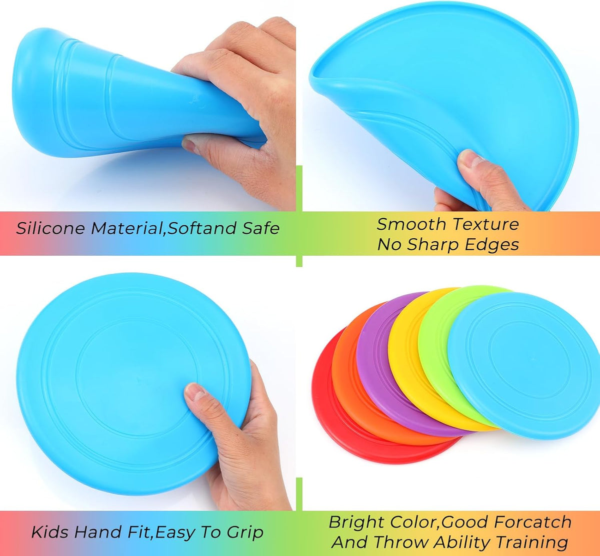 24pcs Pet Flying Disc 7 Inch Silicone Flying Disks Bulk for Dog Outdoor Backyard Lawn Sports, 6 Colors