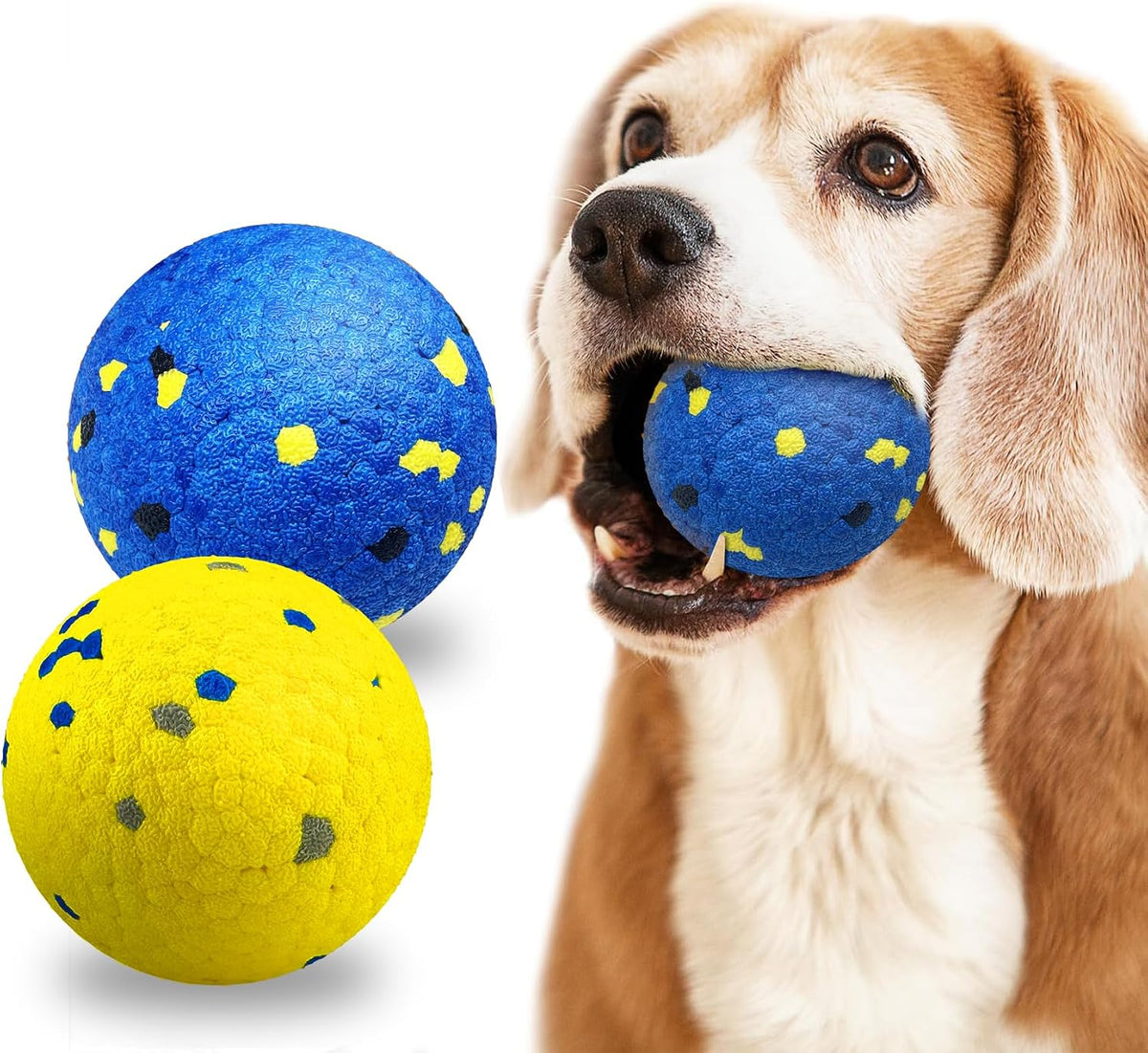 2 Pack Dog Balls Indestructible Tennis for Dogs Durable Bouncy Yellow, Blue