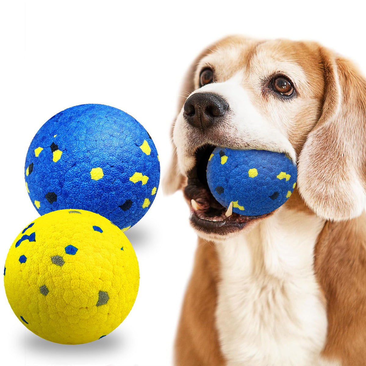 2 Pack Dog Balls Indestructible Tennis for Dogs Durable Bouncy Yellow, Blue