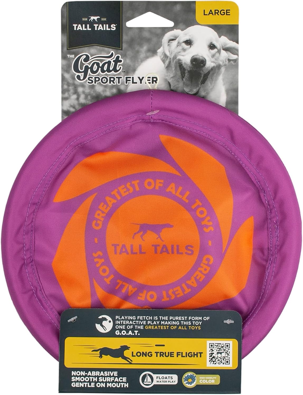 Tall Tails G.O.A.T. Greatest of All Toys Sport Flyer Fetch Toy for Dogs, Large