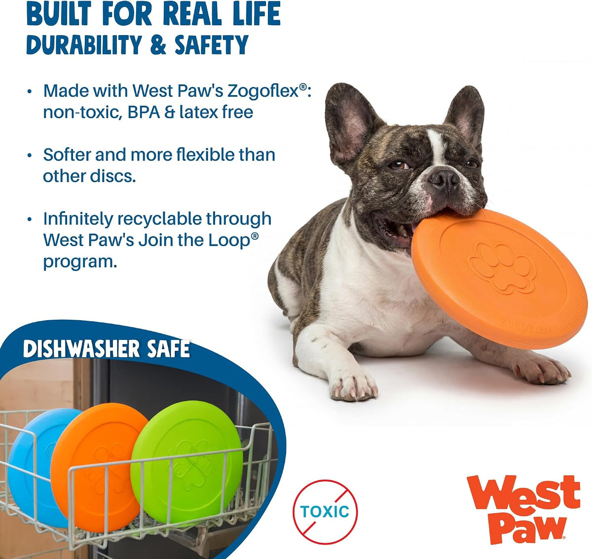 WEST PAW Zogoflex Zisc Dog Flying Disc, High Flying Aerodynamic Disc for Dogs Puppy – Lightweight, Floatable Disc for Fetch, Tug of War, Catch, Play – Doubles as Food/Water Bowl, Large, Granny Smith