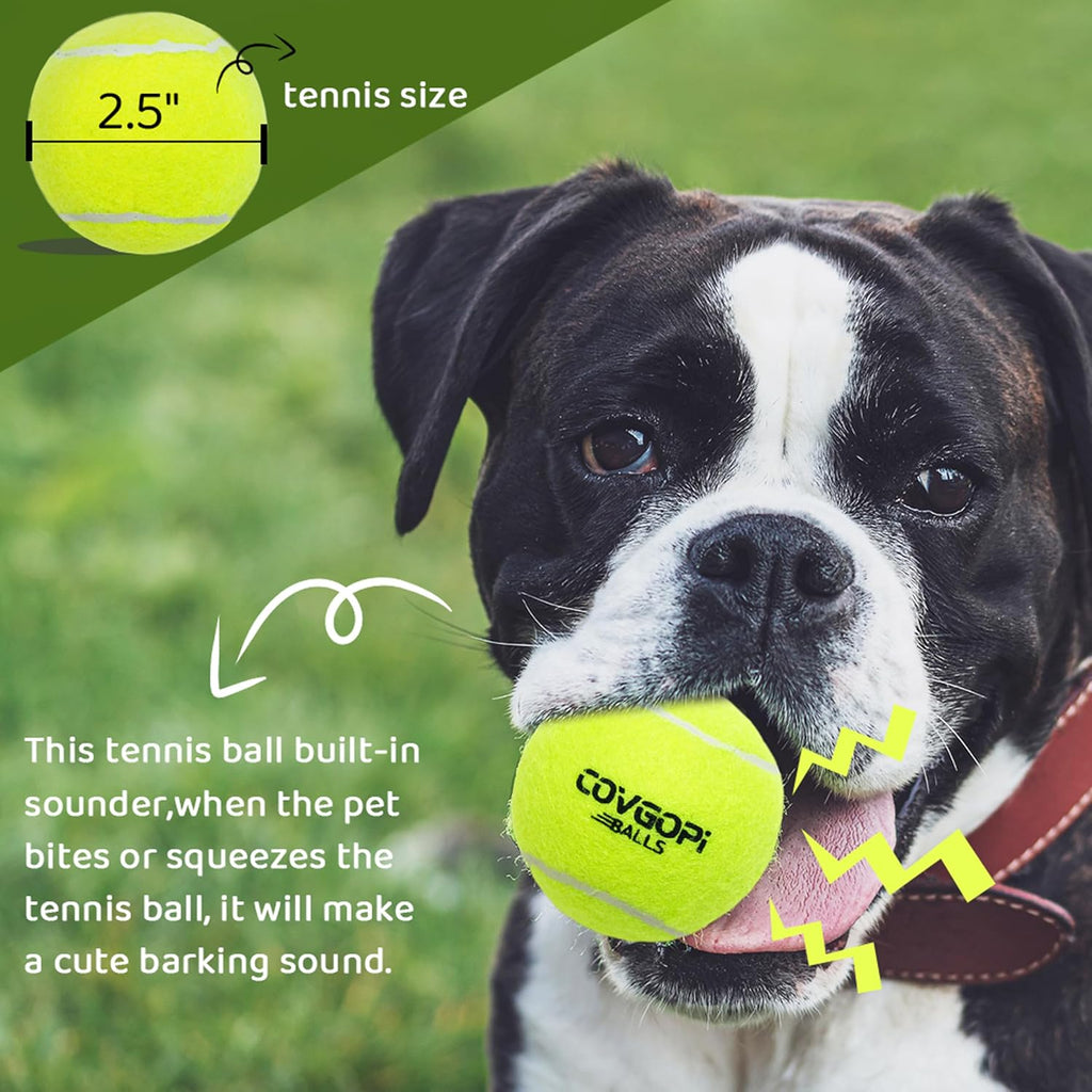 12-Pack Squeaky Dog Tennis Balls, 2.5" Interactive Rubber Toy Ball