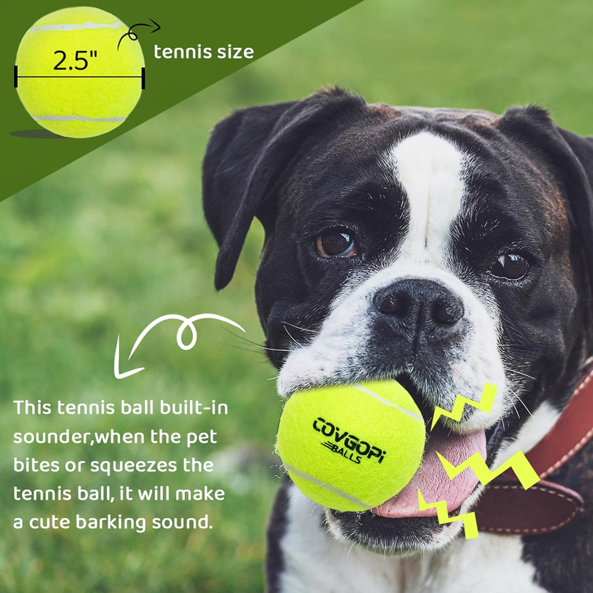 12-Pack Squeaky Dog Tennis Balls, 2.5" Interactive Rubber Toy Ball