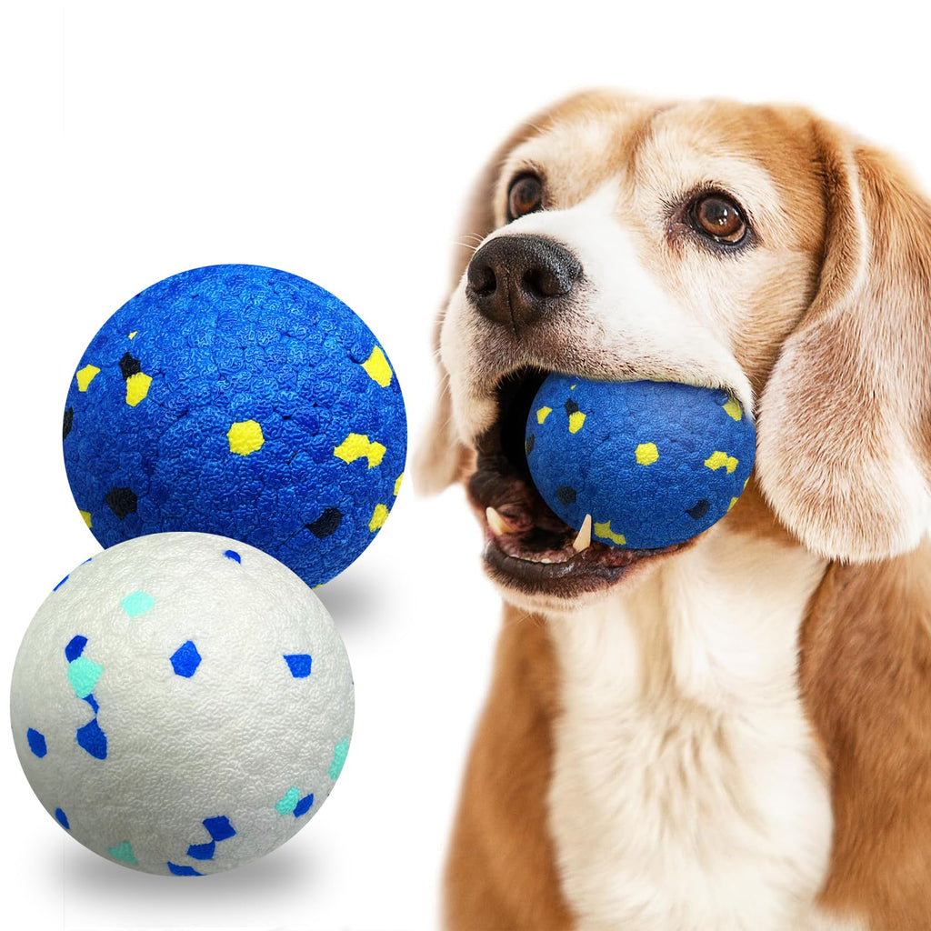 2 Pack Dog Balls Indestructible Tennis for Dogs Durable Bouncy Yellow, Blue