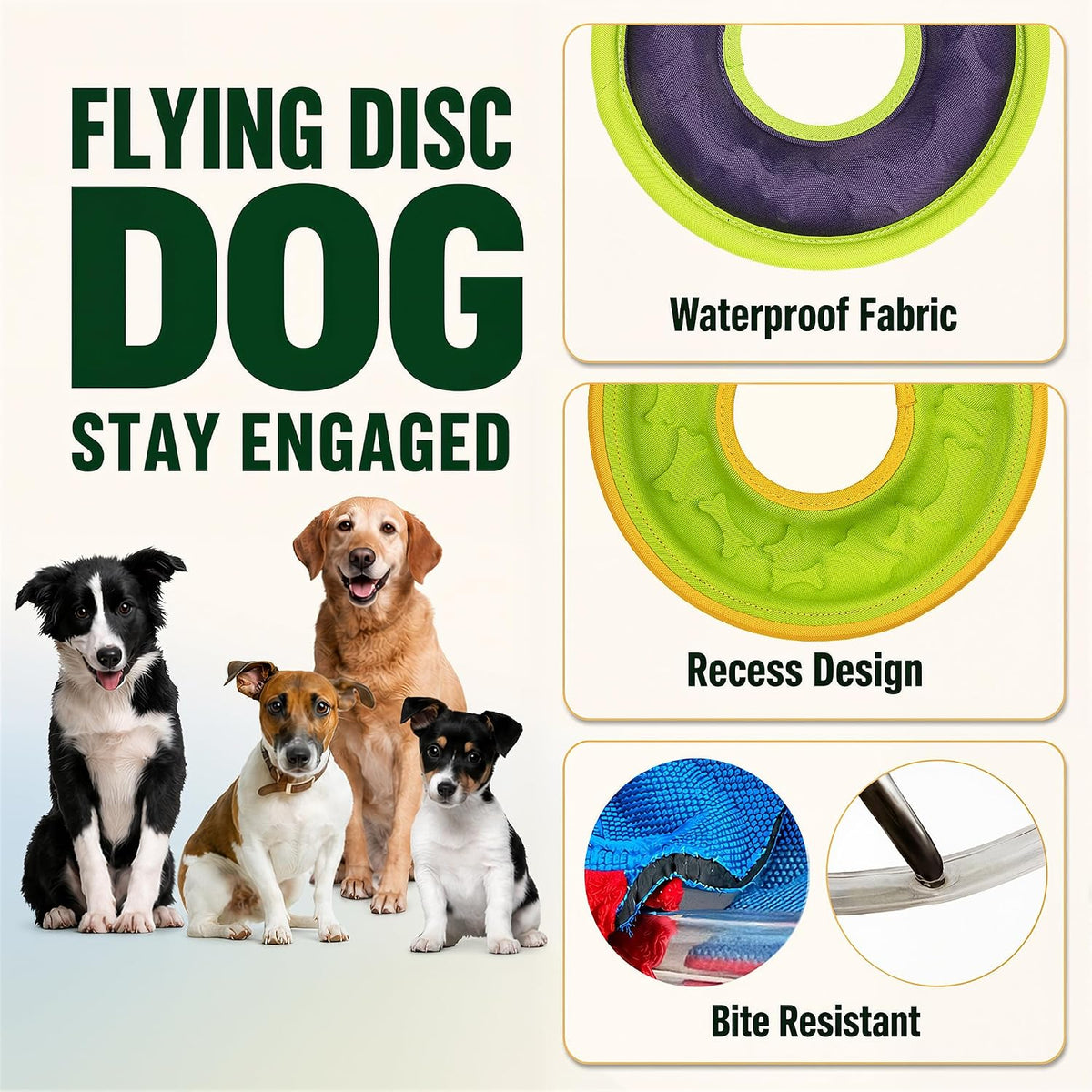 3 Pcs Flying Discs, Interactive Flyer Toys, Feedable Lightweight Catch and Fetch Toys for Small Medium Large Dogs, Floats in Water & Safe on Teeth, 9.05 Inch