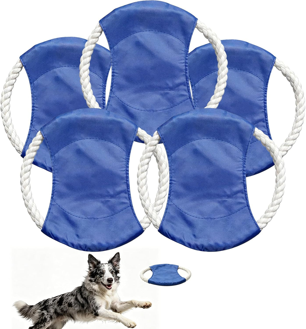 5 Pack Canvas Dog Flying Disc, 7.5in Floating Teeth Safe Fetch Toy for Medium Large Dogs