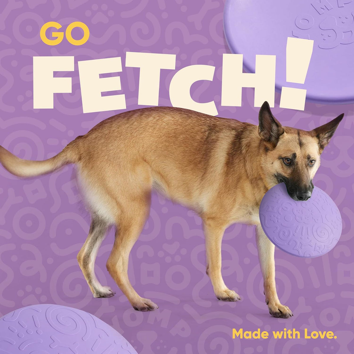 Yomp FetchFlyer MAX Dog Frisbee – Interactive Flying Disc Toy for Soft and Medium Chewers – Outdoor Fetch Toy for Dogs – Made from Pet-Safe, Non-Toxic, All-Natural Rubber