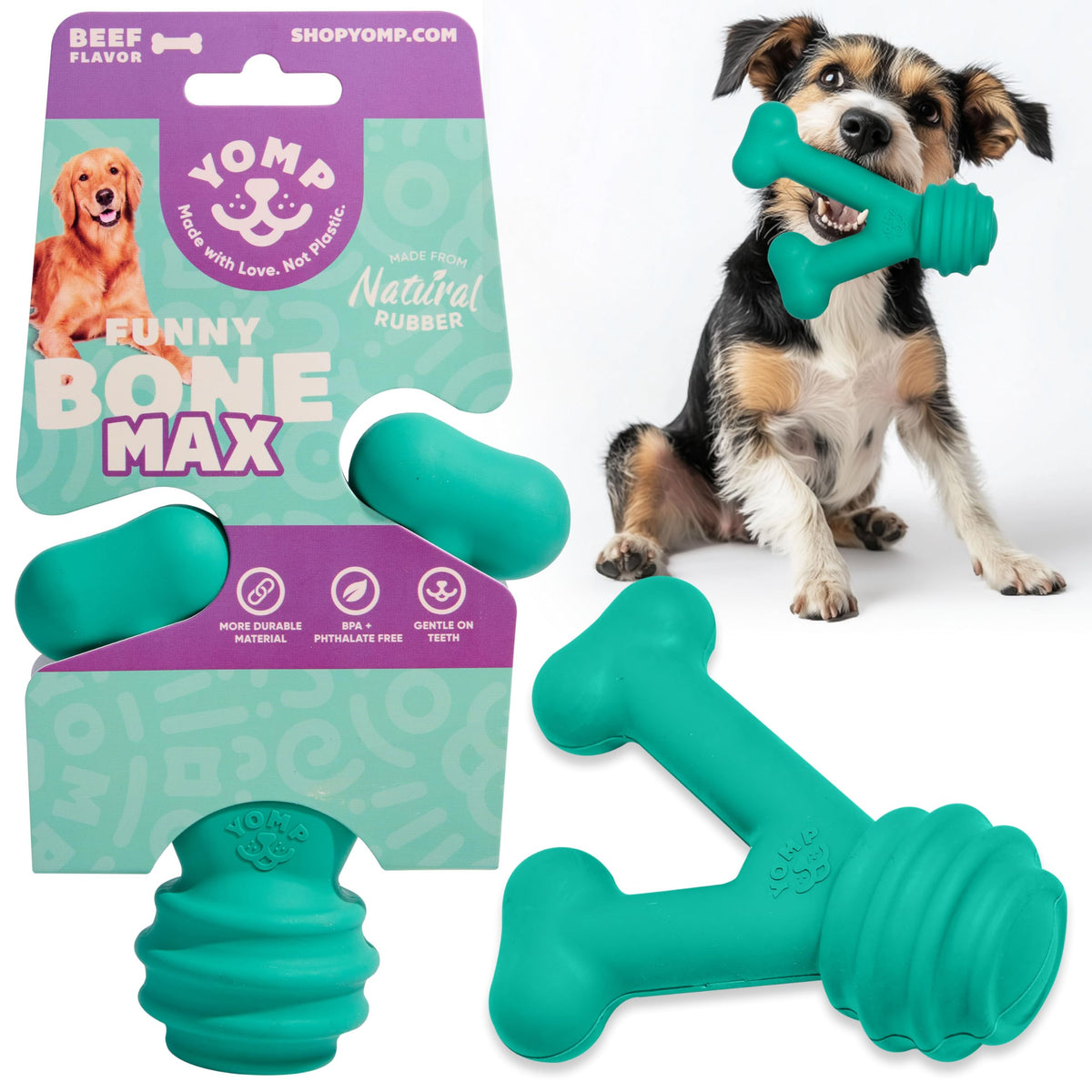 Yomp FetchFlyer MAX Dog Frisbee – Interactive Flying Disc Toy for Soft and Medium Chewers – Outdoor Fetch Toy for Dogs – Made from Pet-Safe, Non-Toxic, All-Natural Rubber