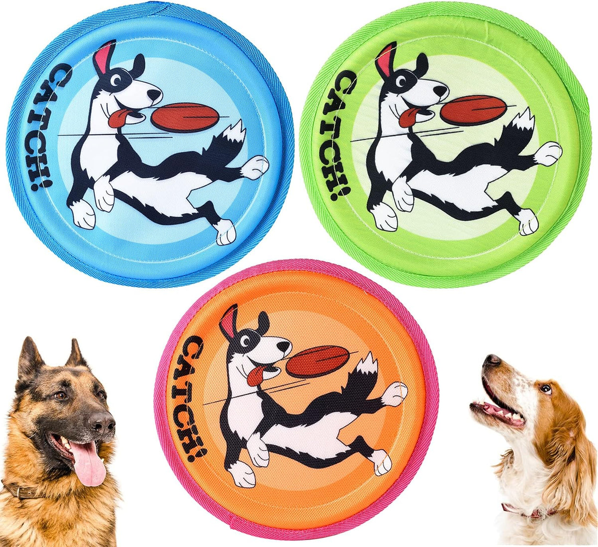 XIGOU Dog Flying Disc, 3 Pack Dogs Flyer Toys, Lightweight Flying Disc Dog Fetch Toy for Small, Large Dogs & Puppies - Floats in Water & Safe on Teeth