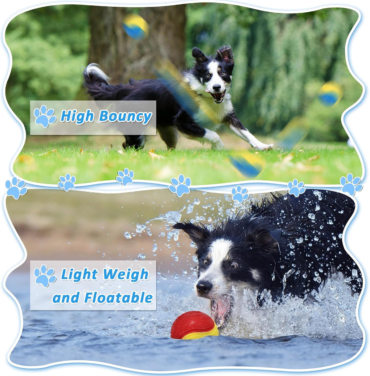 6Pcs Squeaky Dog Balls, Dog Toys Balls for Training, Tough Ball Toys for Dogs, Fit with Dog Ball Launcher, High Bouncy Dog Ball for Interactive Playing, Puppy Pet Chew Balls Teething Balls 2.5in