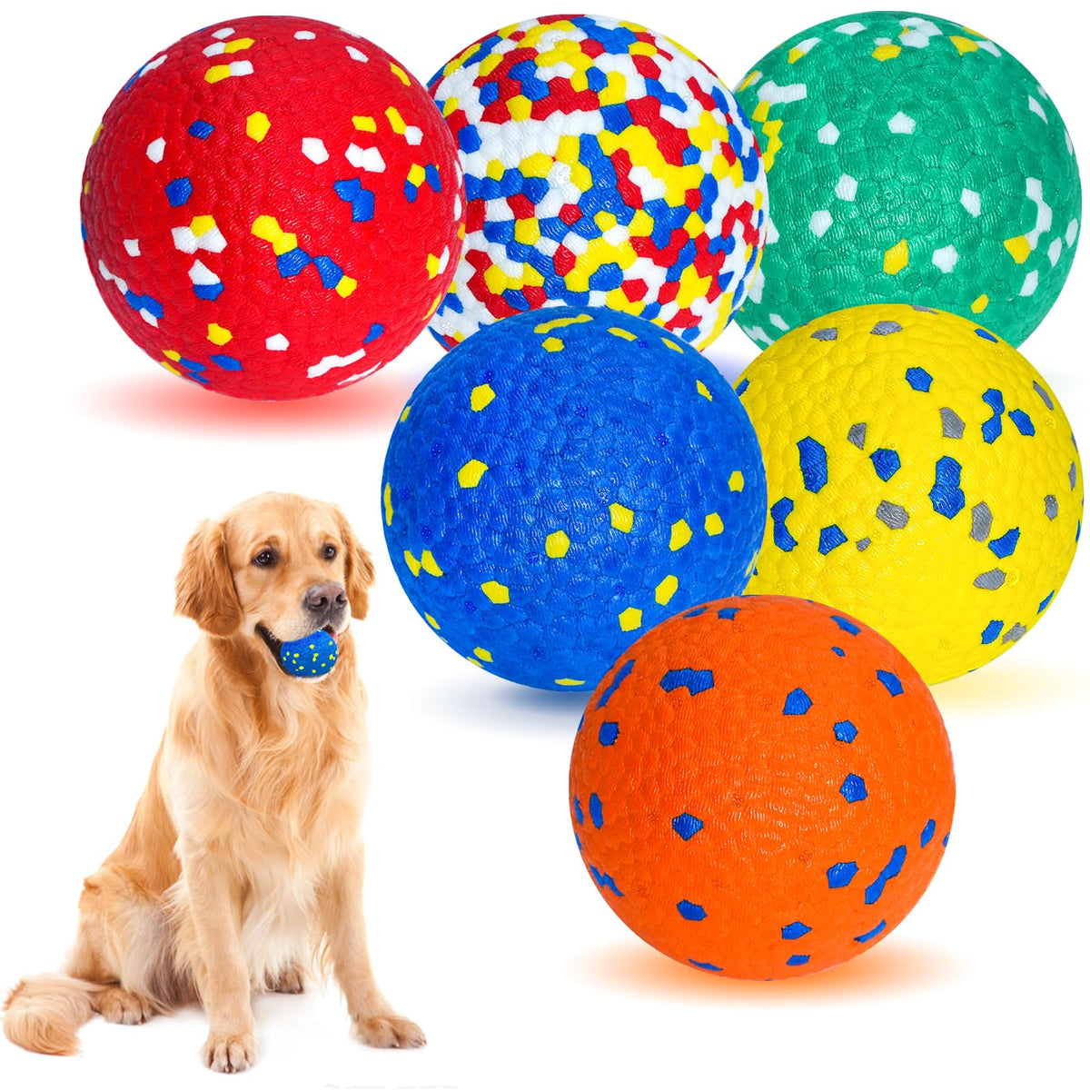 6 Pack Dog Balls Tennis Ball for Aggressive Chewers Indestructible Dog Toys