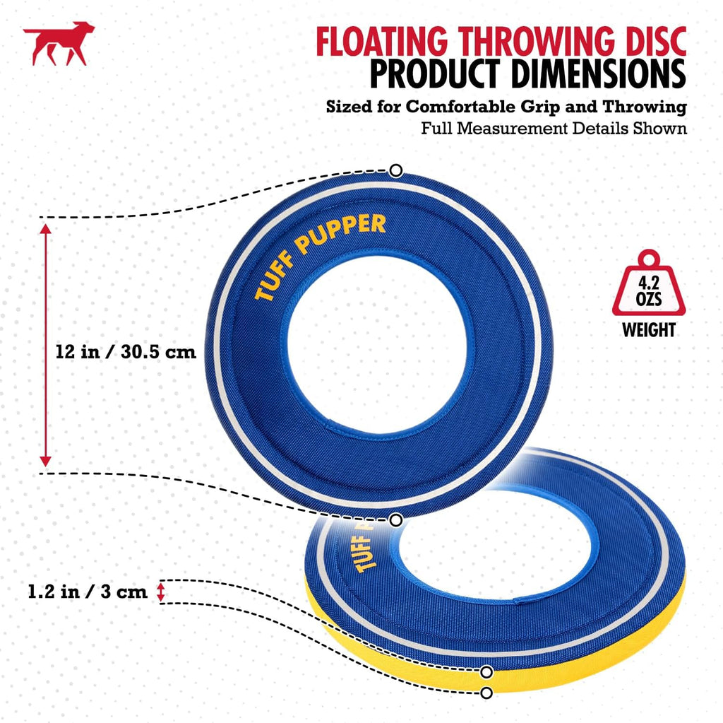Tuff Pupper Floating Dog Frisbee Toy | Fetch Only Not a Chew Toy | Soft Foam Fetch Disc | High-Visibility Water & Snow Play | Gentle on Teeth | Lightweight Durable Outdoor Flying Toy