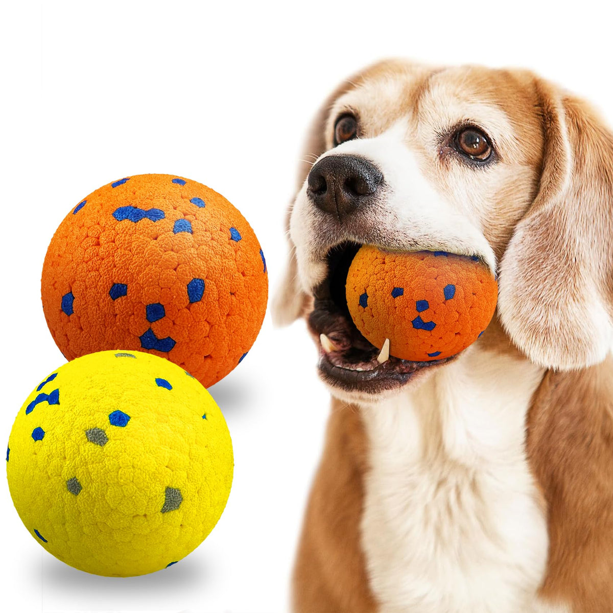 2 Pack Dog Balls Indestructible Tennis for Dogs Durable Bouncy Yellow, Blue