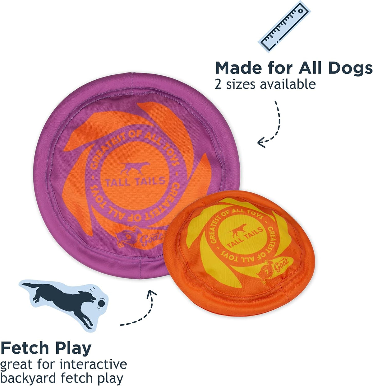 Tall Tails G.O.A.T. Greatest of All Toys Sport Flyer Fetch Toy for Dogs, Large