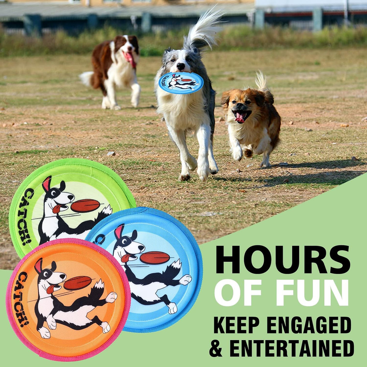 XIGOU Dog Flying Disc, 3 Pack Dogs Flyer Toys, Lightweight Flying Disc Dog Fetch Toy for Small, Large Dogs & Puppies - Floats in Water & Safe on Teeth