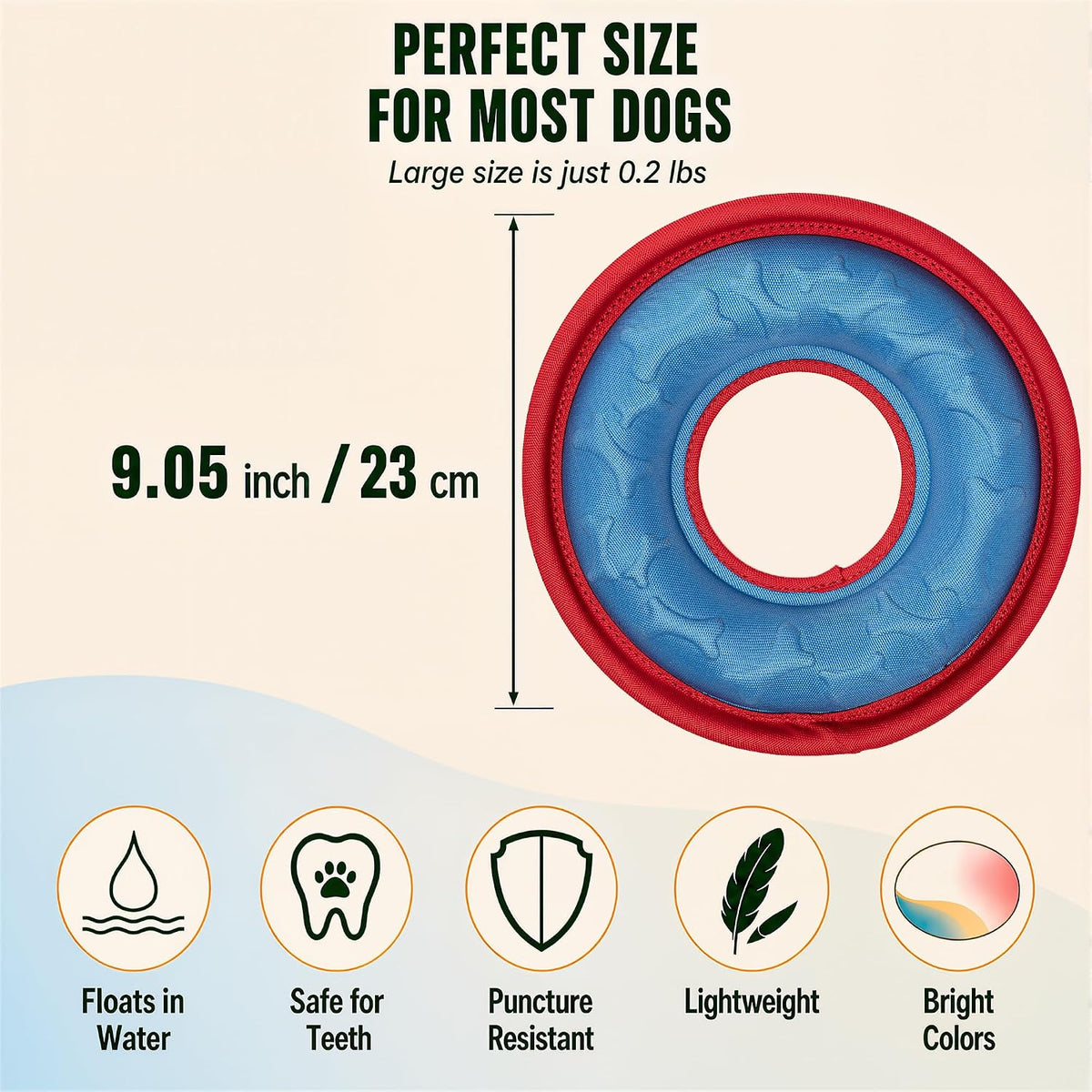 3 Pcs Flying Discs, Interactive Flyer Toys, Feedable Lightweight Catch and Fetch Toys for Small Medium Large Dogs, Floats in Water & Safe on Teeth, 9.05 Inch