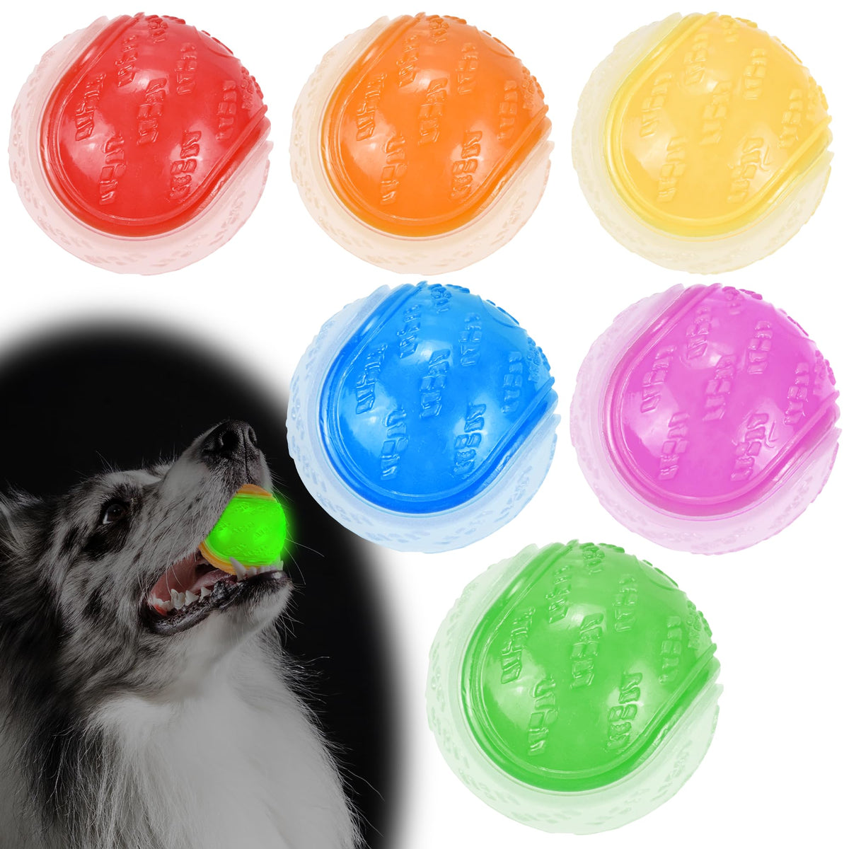 6Pcs Squeaky Dog Balls, Dog Toys Balls for Training, Tough Ball Toys for Dogs, Fit with Dog Ball Launcher, High Bouncy Dog Ball for Interactive Playing, Puppy Pet Chew Balls Teething Balls 2.5in