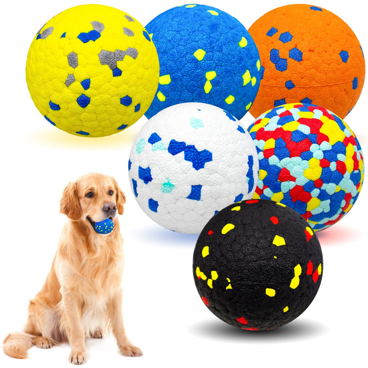6 Pack Dog Balls Tennis Ball for Aggressive Chewers Indestructible Dog Toys
