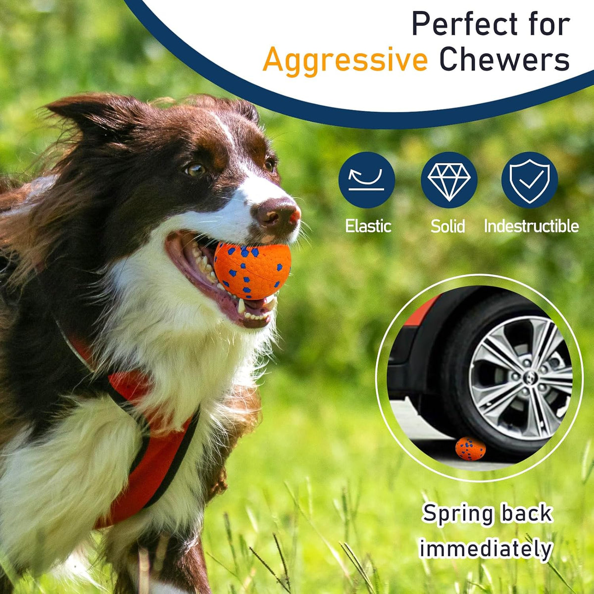 6 Pack Dog Balls Tennis Ball for Aggressive Chewers Indestructible Dog Toys