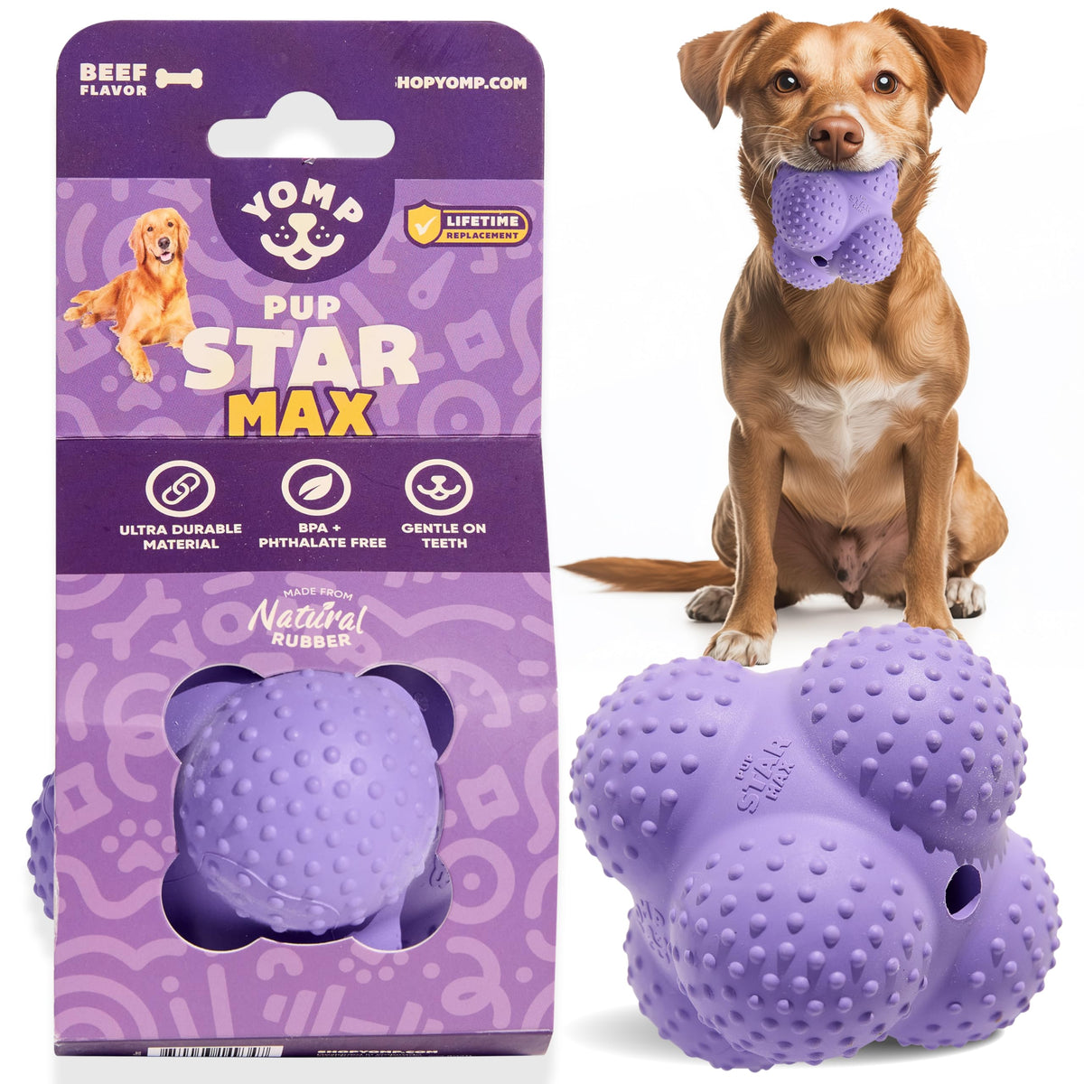 Yomp FetchFlyer MAX Dog Frisbee – Interactive Flying Disc Toy for Soft and Medium Chewers – Outdoor Fetch Toy for Dogs – Made from Pet-Safe, Non-Toxic, All-Natural Rubber