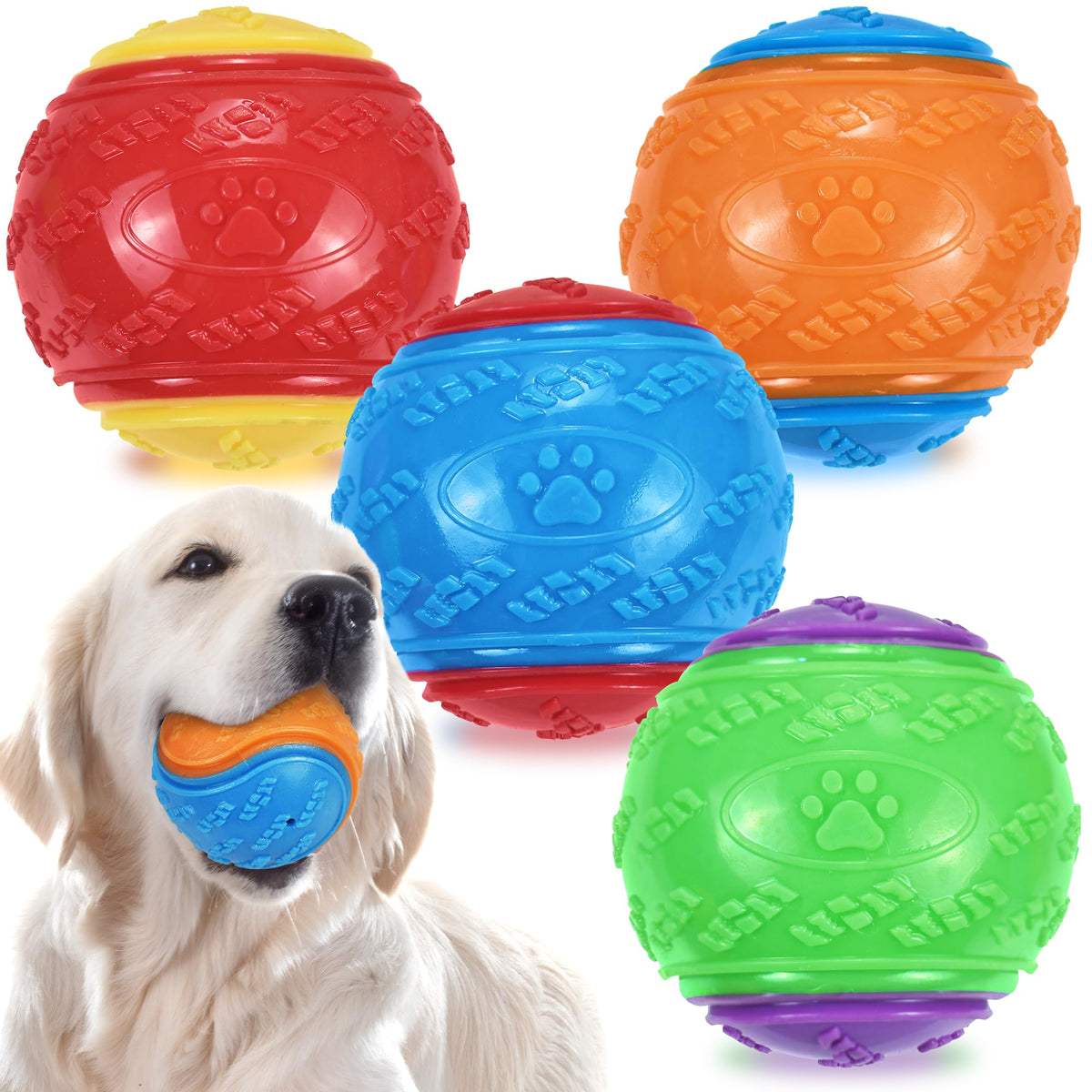 6Pcs Squeaky Dog Balls, Dog Toys Balls for Training, Tough Ball Toys for Dogs, Fit with Dog Ball Launcher, High Bouncy Dog Ball for Interactive Playing, Puppy Pet Chew Balls Teething Balls 2.5in