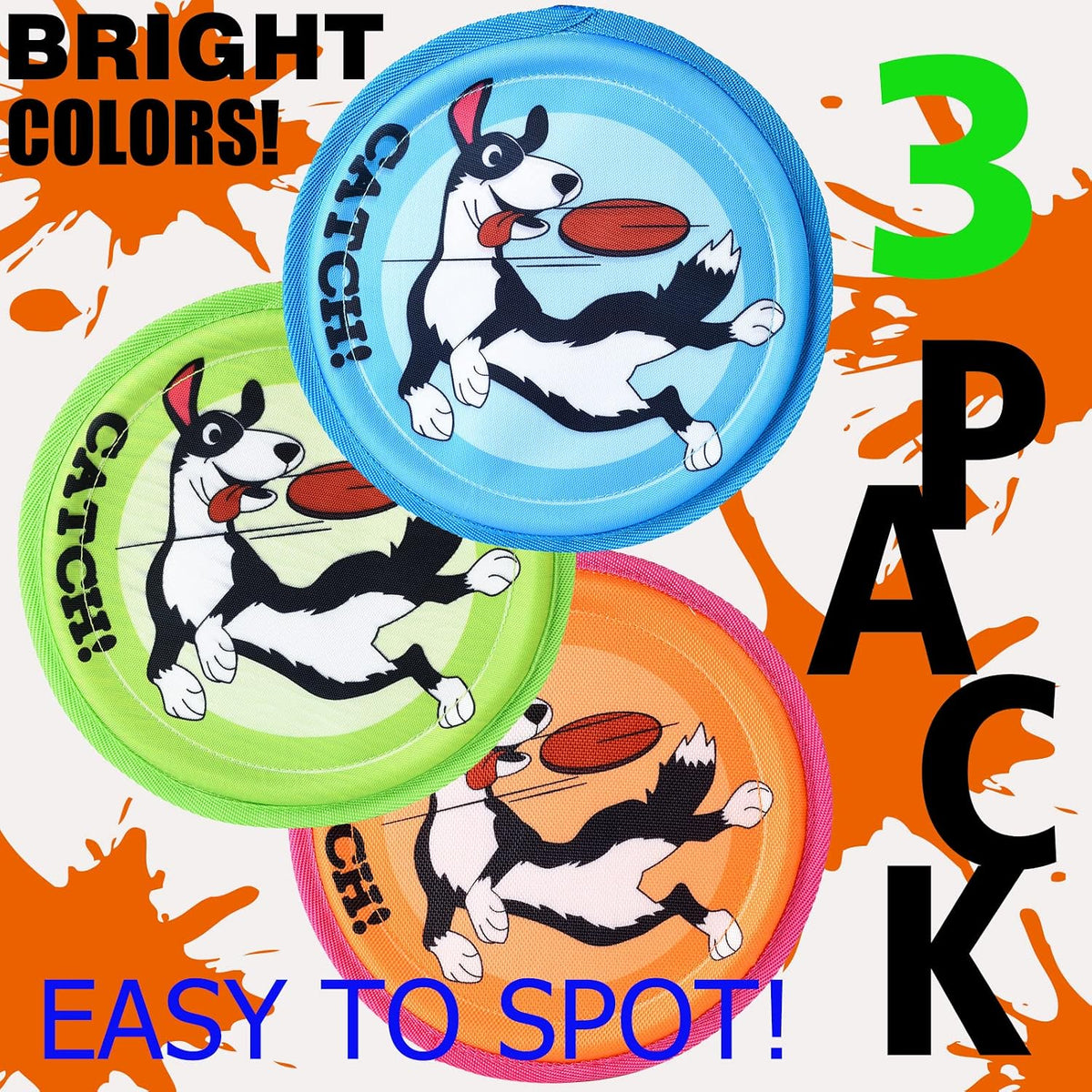 XIGOU Dog Flying Disc, 3 Pack Dogs Flyer Toys, Lightweight Flying Disc Dog Fetch Toy for Small, Large Dogs & Puppies - Floats in Water & Safe on Teeth