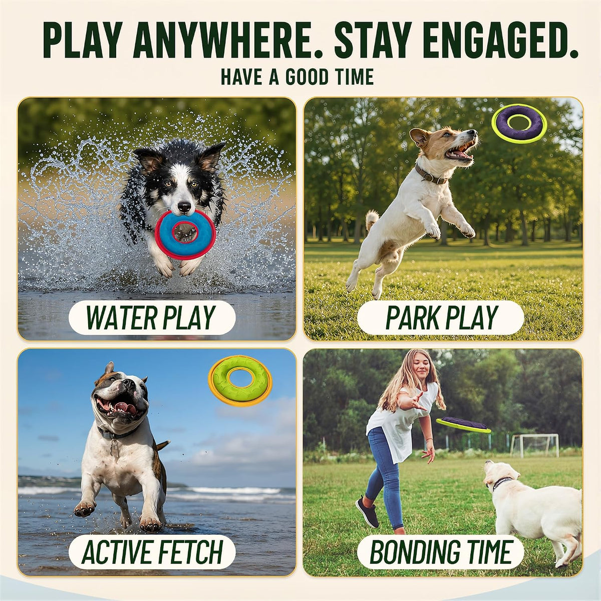 3 Pcs Flying Discs, Interactive Flyer Toys, Feedable Lightweight Catch and Fetch Toys for Small Medium Large Dogs, Floats in Water & Safe on Teeth, 9.05 Inch